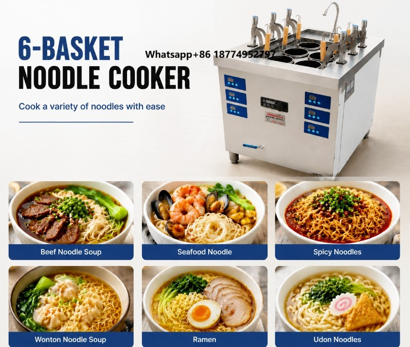 Induction Cooker - 6 Mandjes Commerciële Inductie Noedelkoker 8KW