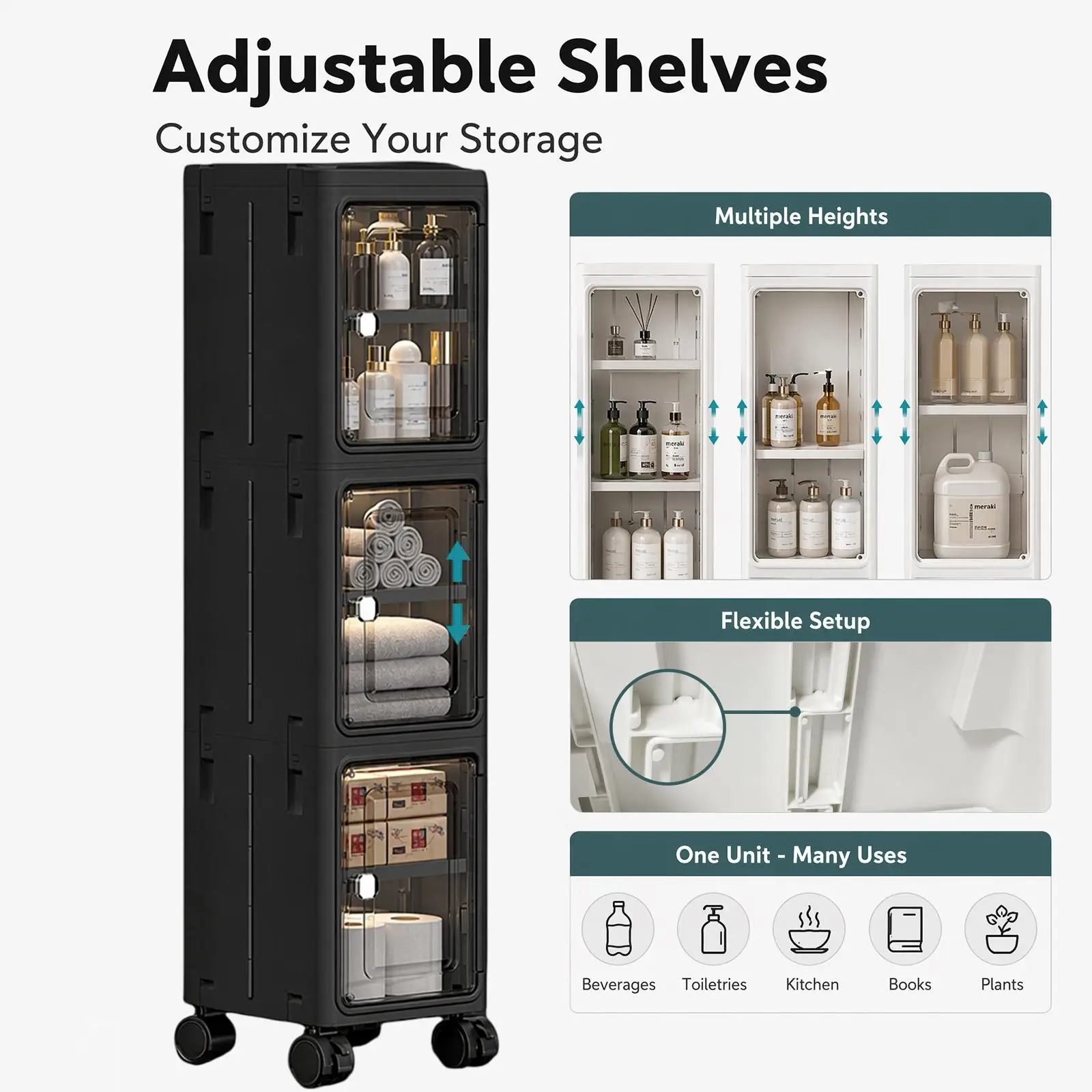 5-laags, smal, zwart, mobiel o - Kitchen Appliances Cabinet recensie en prijs