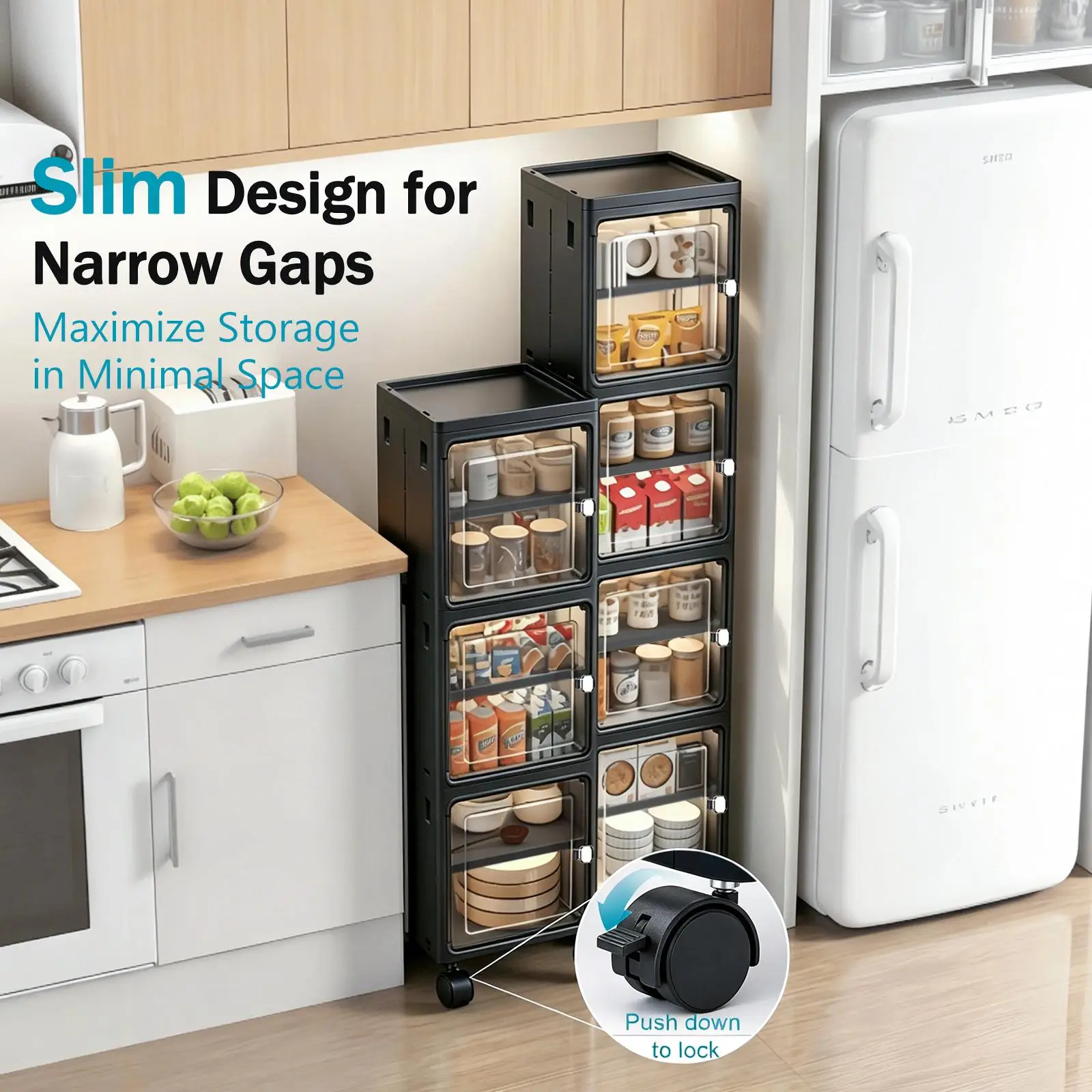 5-laags, smal, zwart, mobiel o - Kitchen Appliances Cabinet recensie en prijs